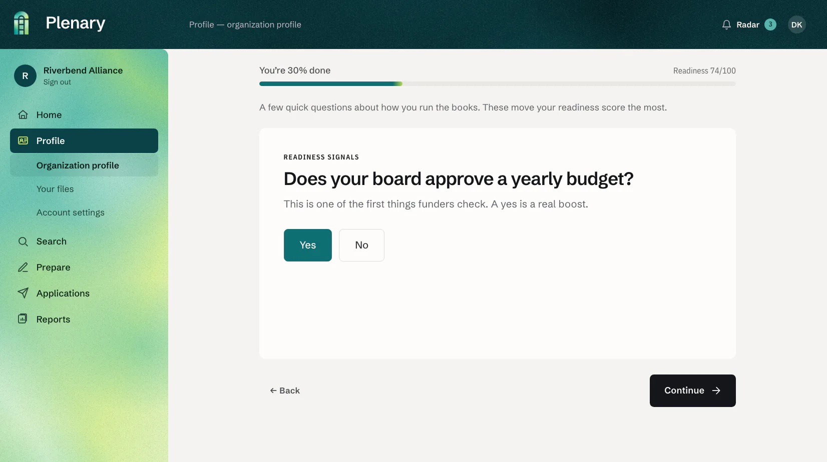 Plenary guided intake: a readiness question, with progress and a readiness score